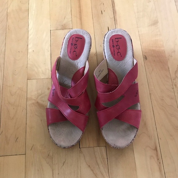 b.o.c. Shoes - Red B.O.C. Born Concept Cork Wedge Sandals